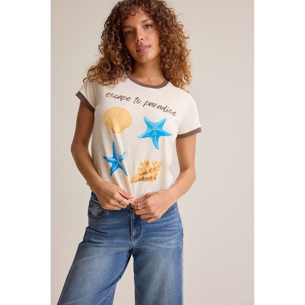 Altar'd State Escape to Paradise Graphic Ringer Tee Size Large T-Shirt